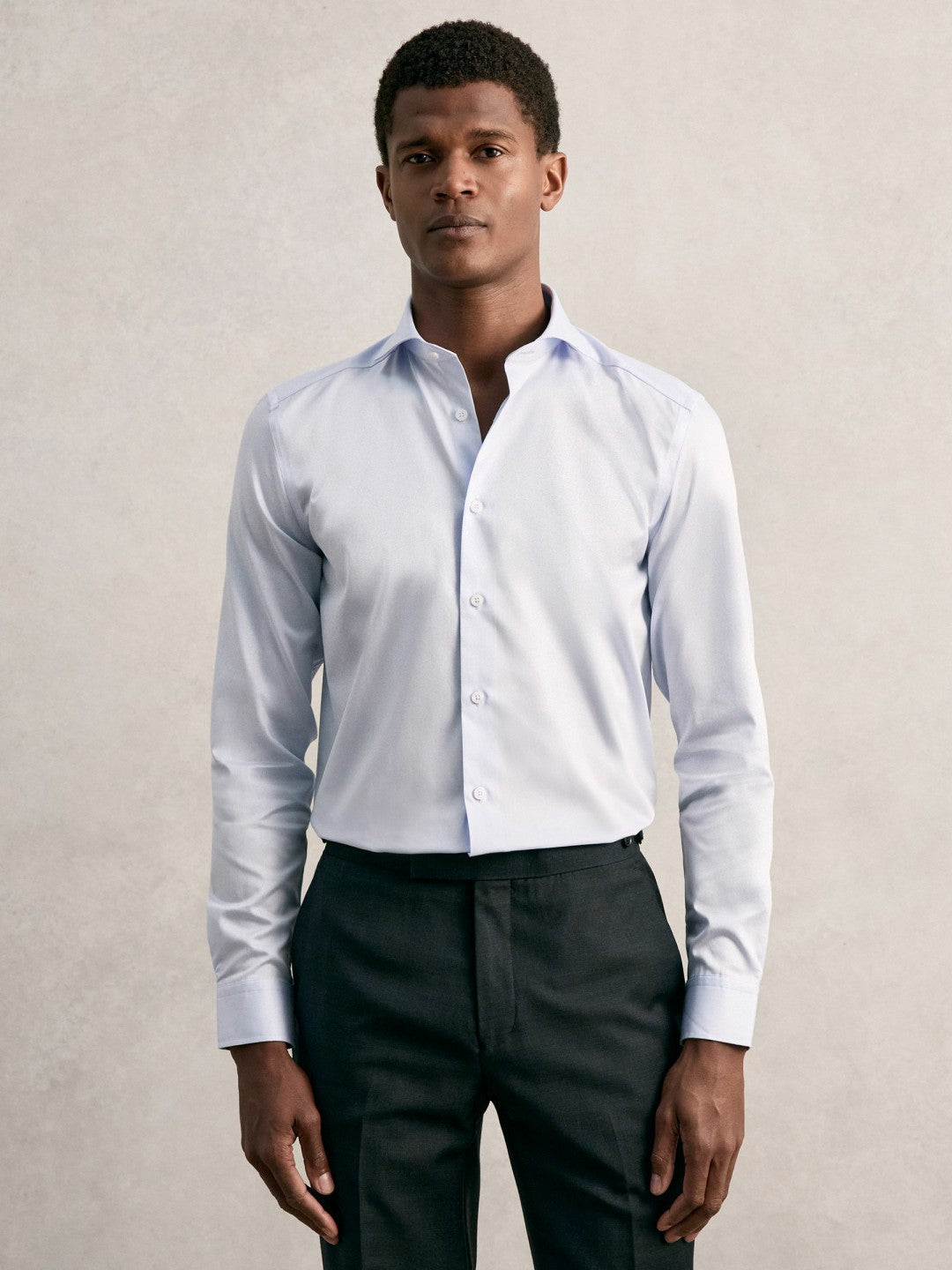Regular Fit Cotton Sateen Shirt in Mid Blue Men | Reiss