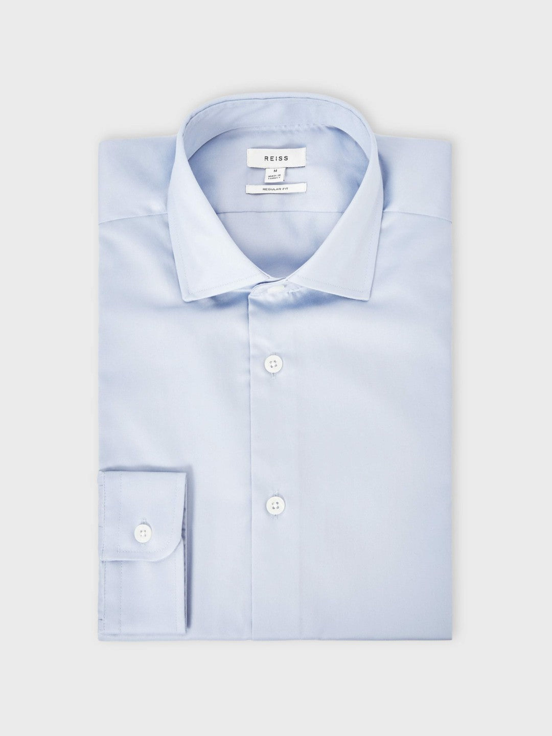 Regular Fit Cotton Sateen Shirt in Mid Blue Men | Reiss