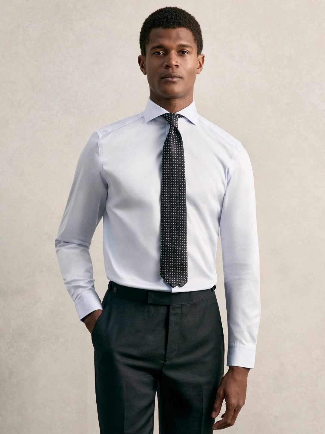 Regular Fit Cotton Sateen Shirt in Mid Blue Men | Reiss