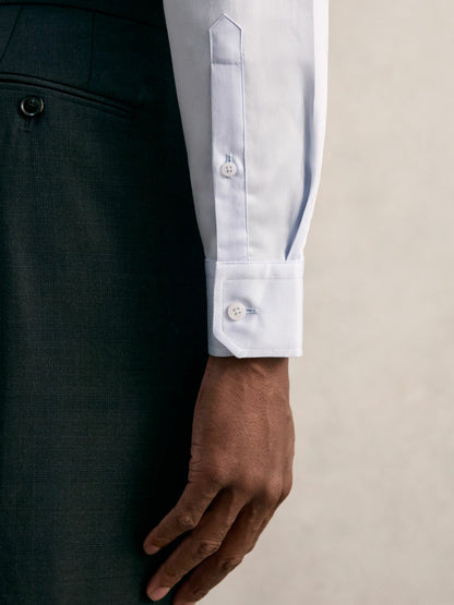 Regular Fit Cotton Sateen Shirt in Mid Blue Men | Reiss