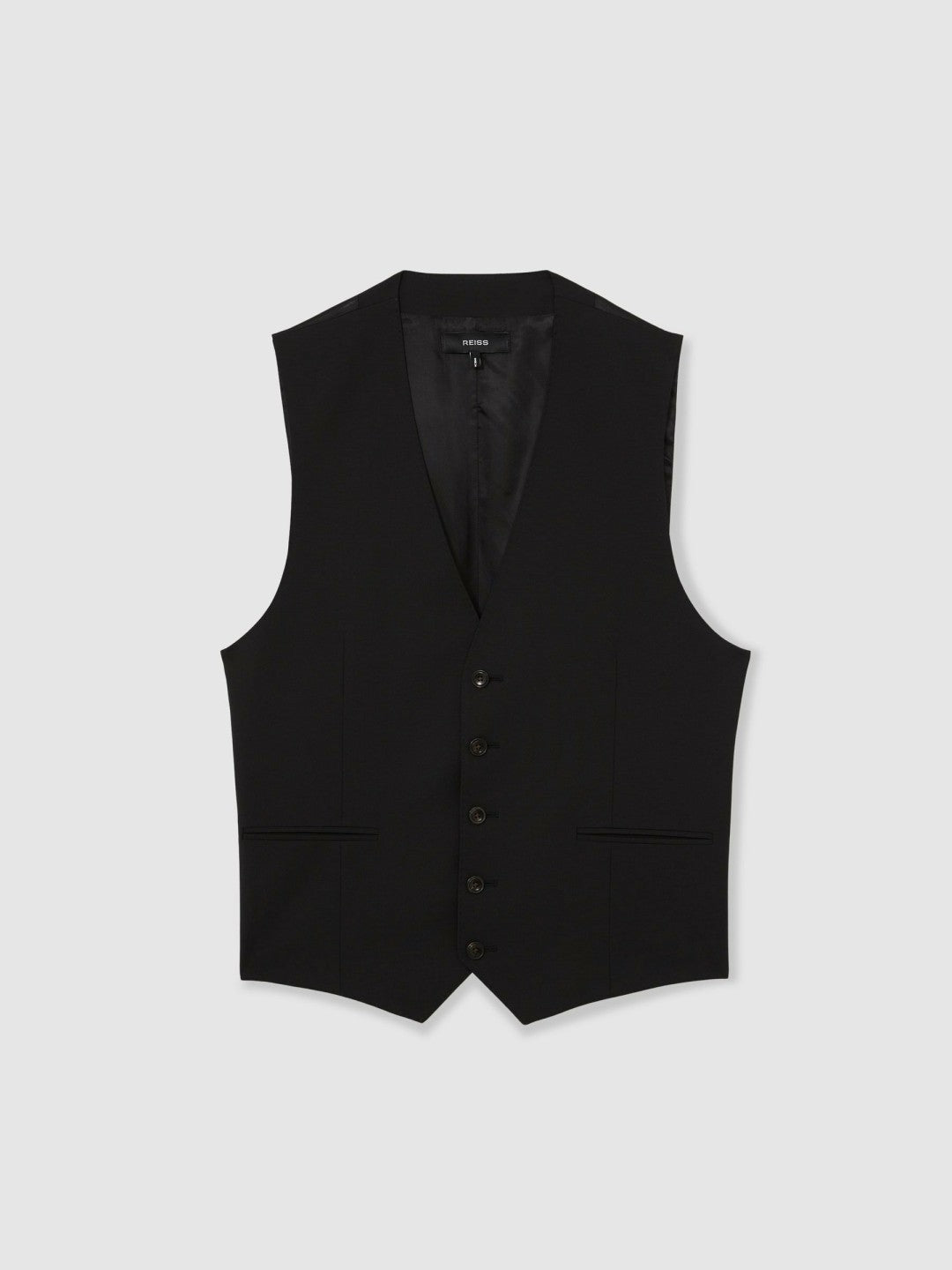 Wool-Blend Slim-Fit Waistcoat in Black Men | Reiss