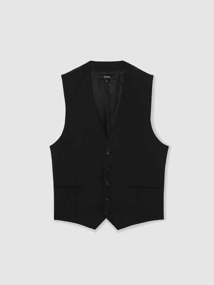 Wool-Blend Slim-Fit Waistcoat in Black Men | Reiss