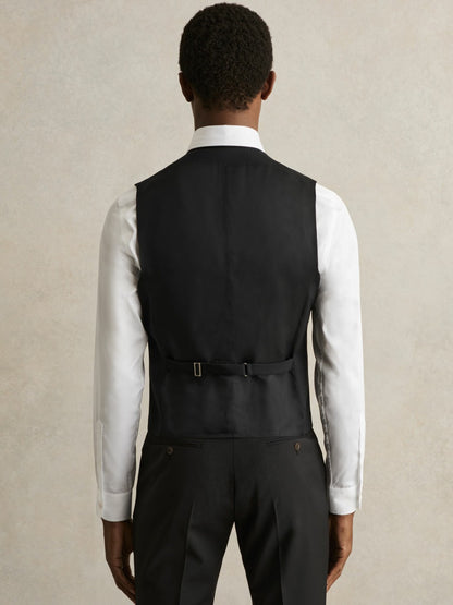 Wool-Blend Slim-Fit Waistcoat in Black Men | Reiss