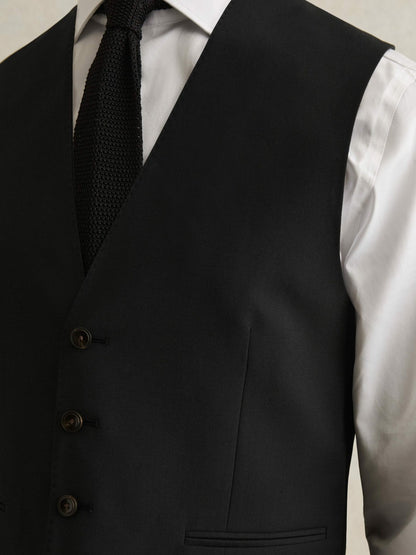 Wool-Blend Slim-Fit Waistcoat in Black Men | Reiss