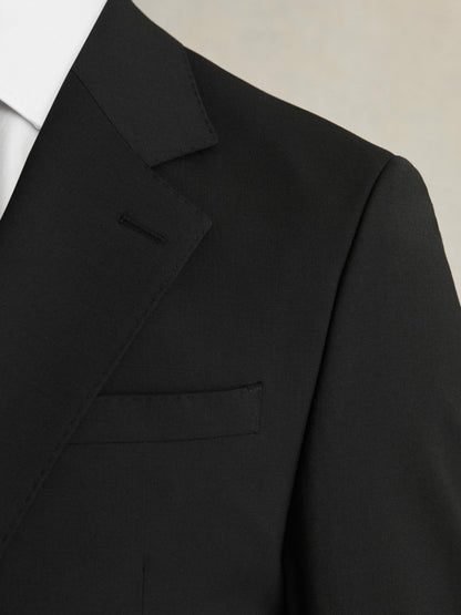 Wool-Blend Single-Breasted Suit Blazer Slim-Fit in Black Men | Reiss