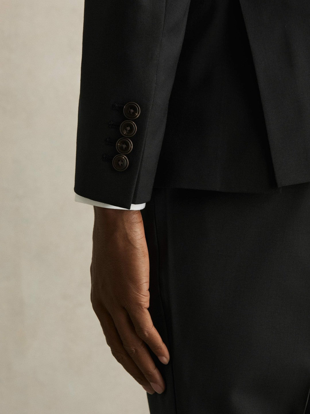 Wool-Blend Single-Breasted Suit Blazer Slim-Fit in Black Men | Reiss