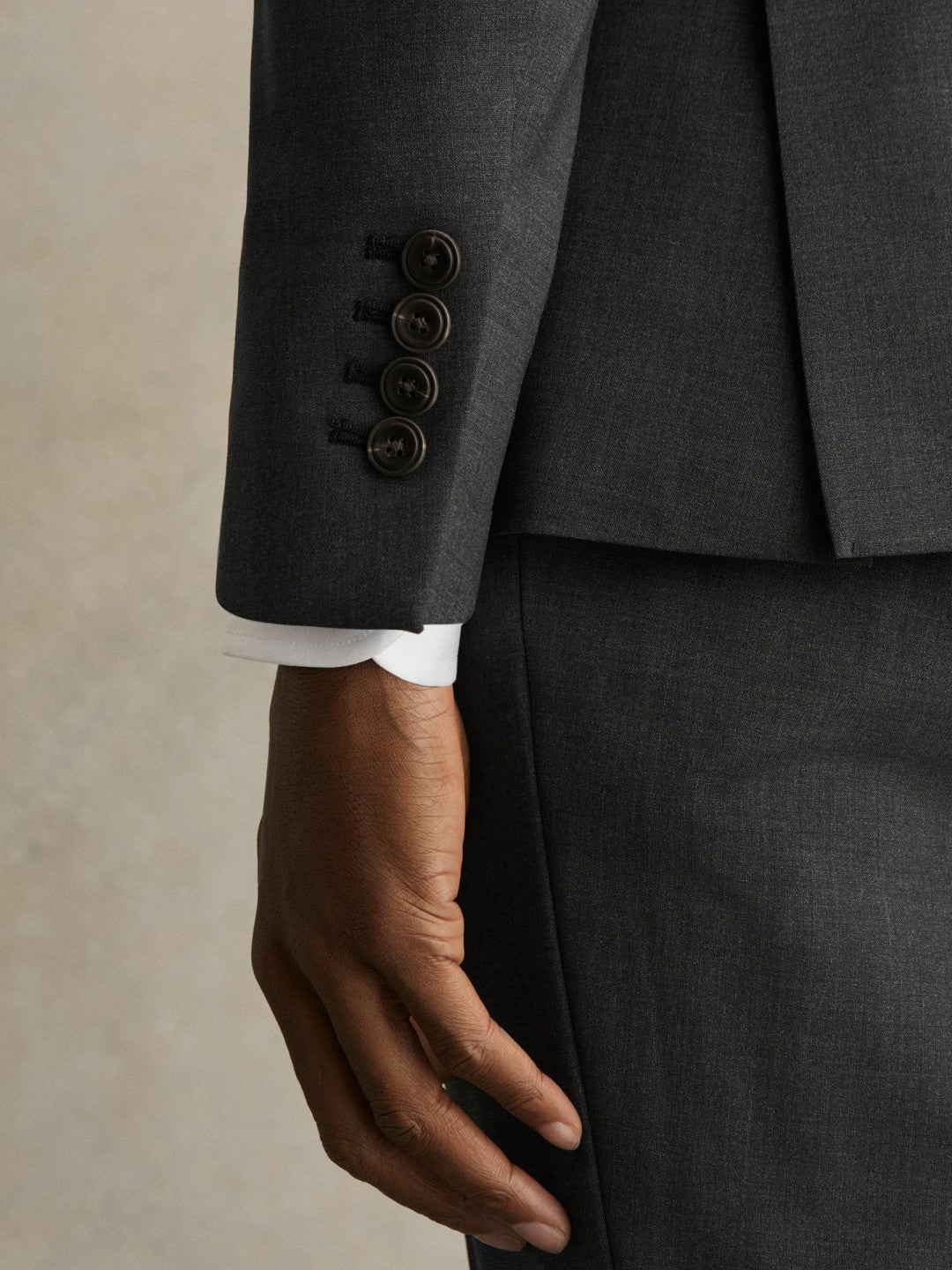 Wool-Blend Single-Breasted Suit Blazer Slim-Fit in Grey Men | Reiss