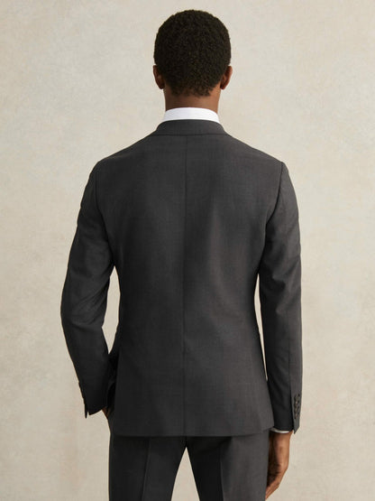 Wool-Blend Single-Breasted Suit Blazer Slim-Fit in Grey Men | Reiss