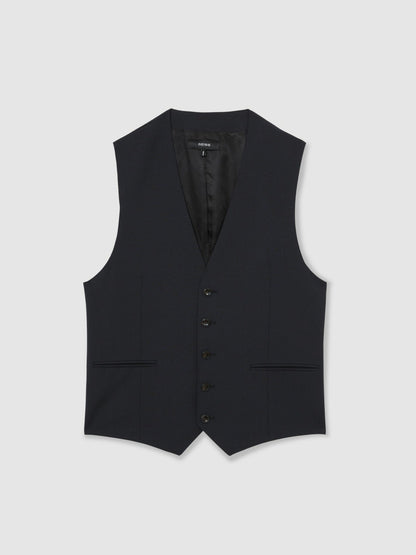 Wool-Blend Slim-Fit Waistcoat in Navy Men | Reiss