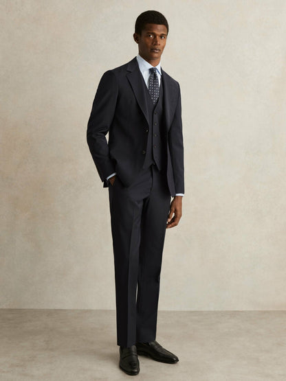 Wool-Blend Slim-Fit Waistcoat in Navy Men | Reiss