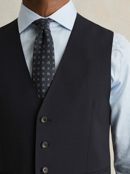Wool-Blend Slim-Fit Waistcoat in Navy Men | Reiss