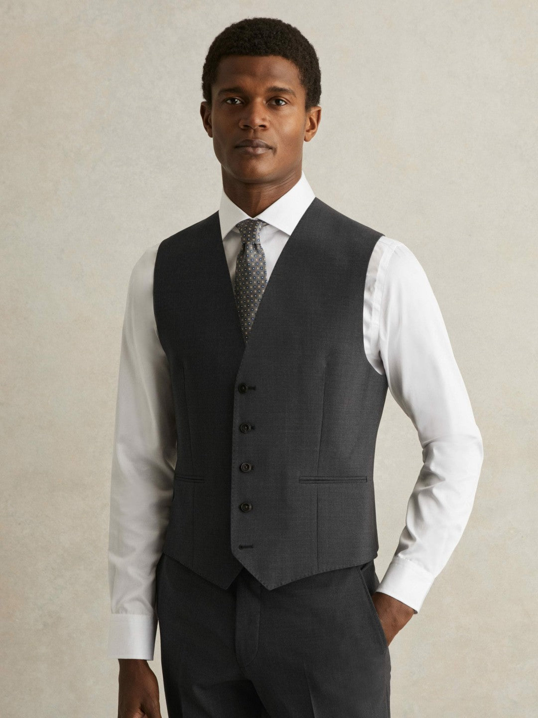 Wool-Blend Slim-Fit Waistcoat in Grey Men | Reiss