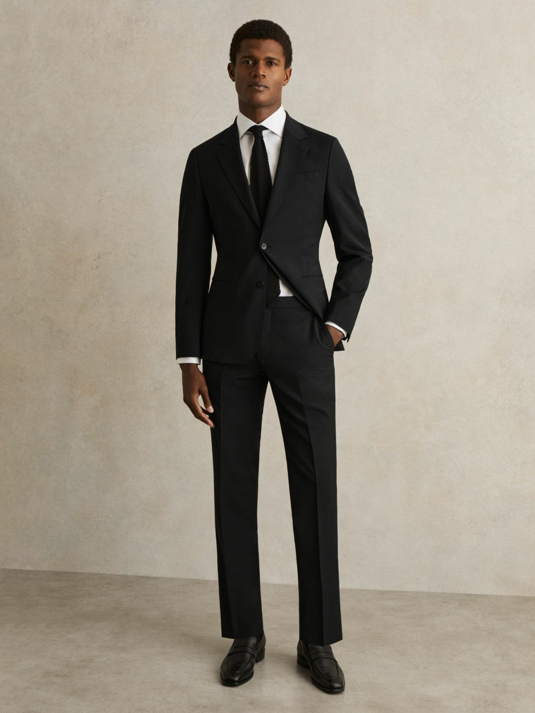 Slim-Fit Wool-Blend Suit Trousers in Black Men | Reiss