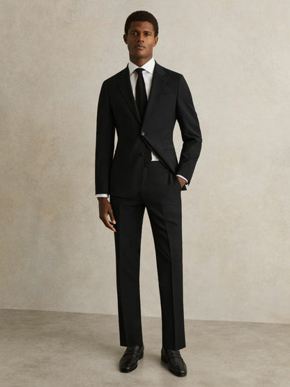 Slim-Fit Wool-Blend Suit Trousers in Black Men | Reiss