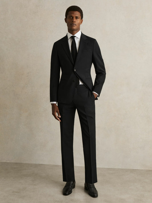 Slim-Fit Wool-Blend Suit Trousers in Black Men | Reiss