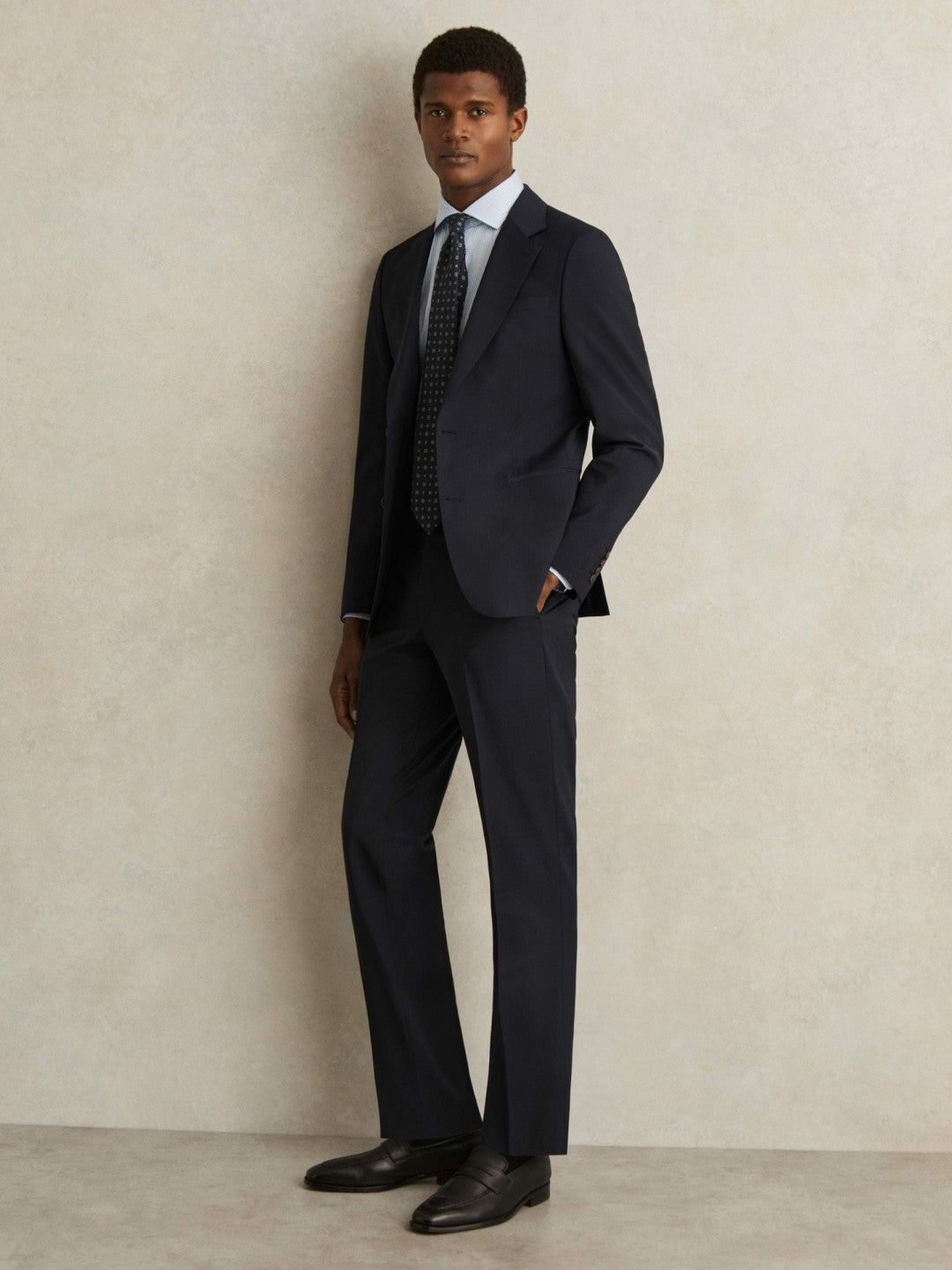 Slim-Fit Wool-Blend Suit Trousers in Navy Men | Reiss