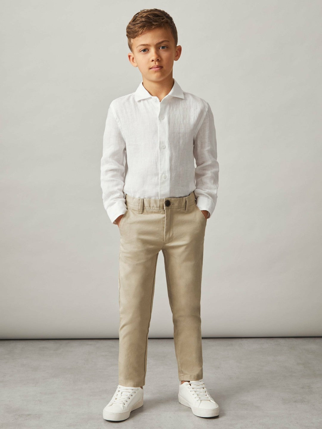 9-13 yrs Slim Fit Casual Chinos in Stone Children & Baby | Reiss