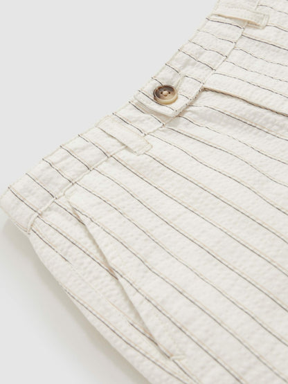 13-14 yrs Cotton Pinstripe Trousers Regular-Fit in Off White/Taupe Brown Children & Baby | Reiss