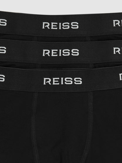 13-14 yrs Stretch-Cotton Logo-Waistband Boxer Shorts 3 Pack in Black Children & Baby | Reiss
