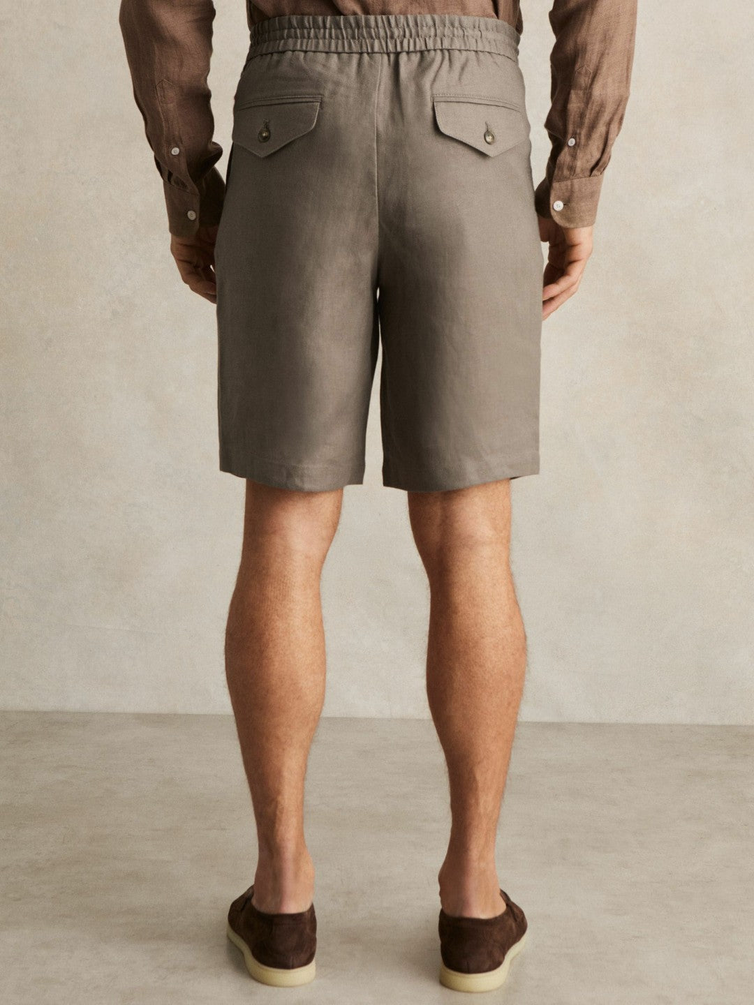 Linen Drawstring Shorts in Mushroom Brown Men | Reiss