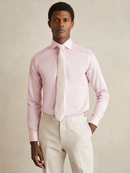 Slim Fit Cotton Sateen Shirt in Pink Men | Reiss