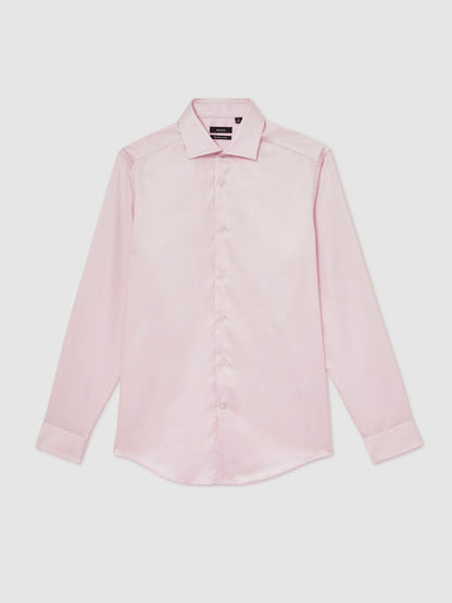 Slim Fit Cotton Sateen Shirt in Pink Men | Reiss
