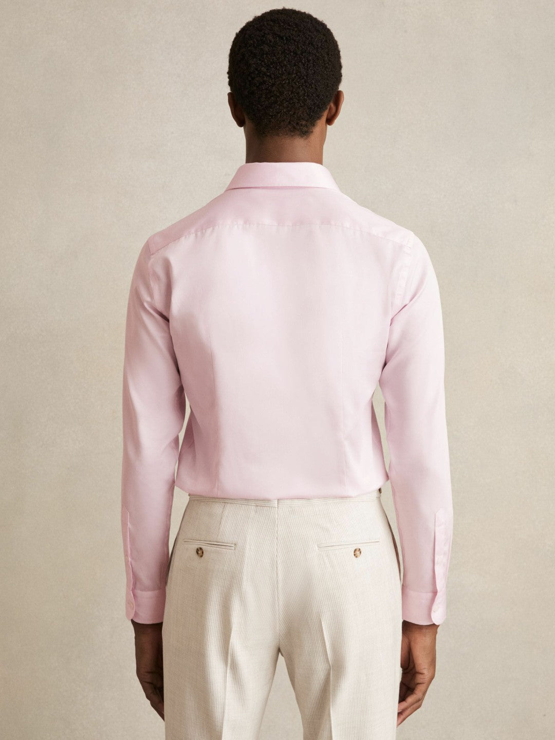 Slim Fit Cotton Sateen Shirt in Pink Men | Reiss
