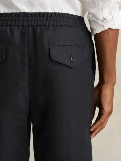 Linen Drawstring Shorts in Navy Men | Reiss