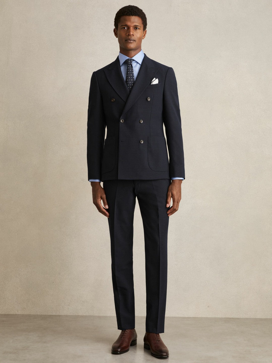 Slim Fit Cotton Sateen Shirt in Mid Blue Men | Reiss