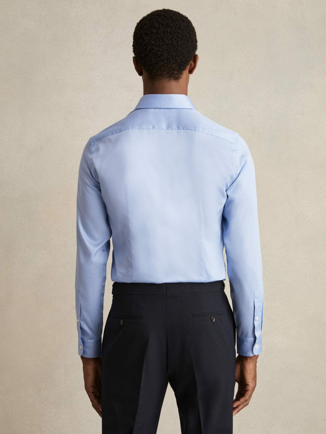 Slim Fit Cotton Sateen Shirt in Mid Blue Men | Reiss