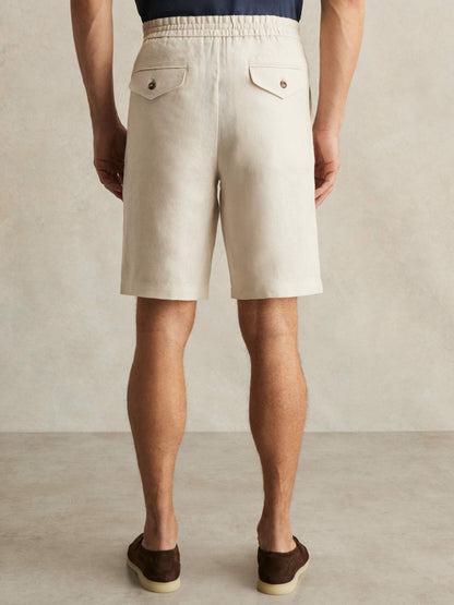Linen Drawstring Shorts in Stone Men | Reiss