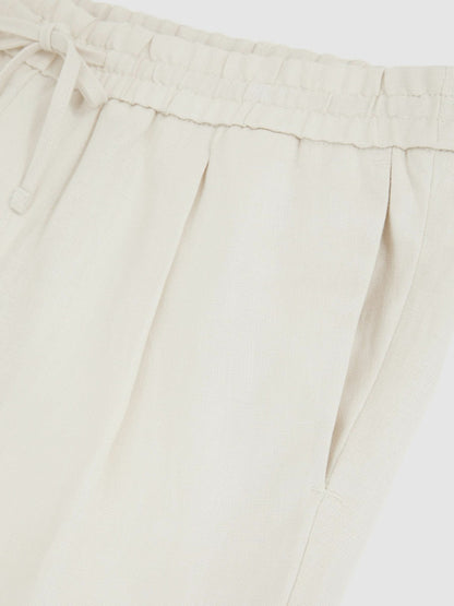 Linen Drawstring Shorts in Stone Men | Reiss