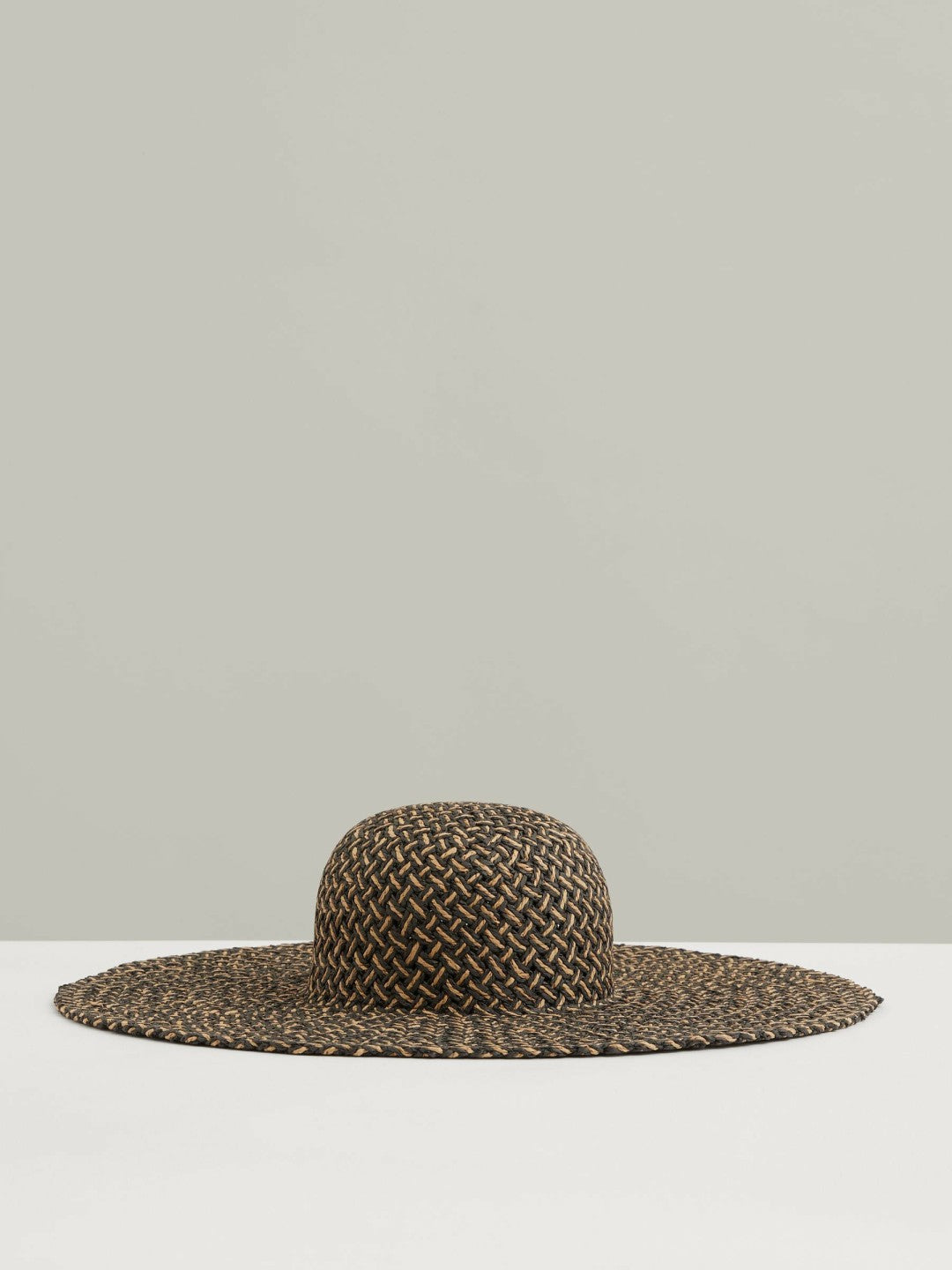 Straw Basket-Weave Sun Hat in Black/Natural Women | Reiss