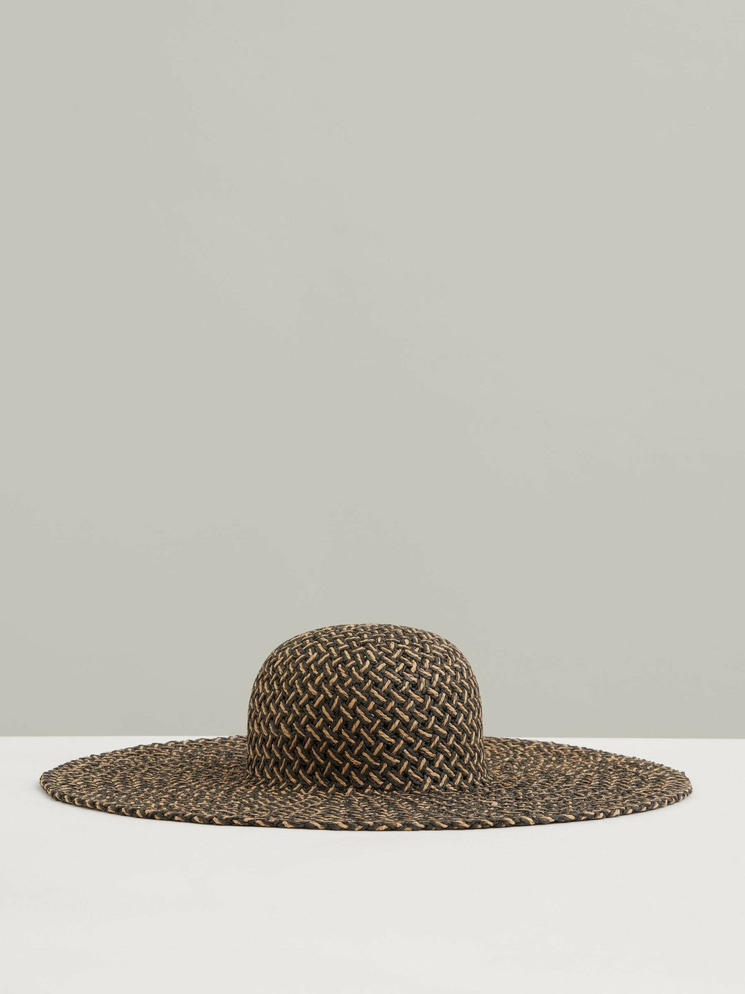 Straw Basket-Weave Sun Hat in Black/Natural Women | Reiss