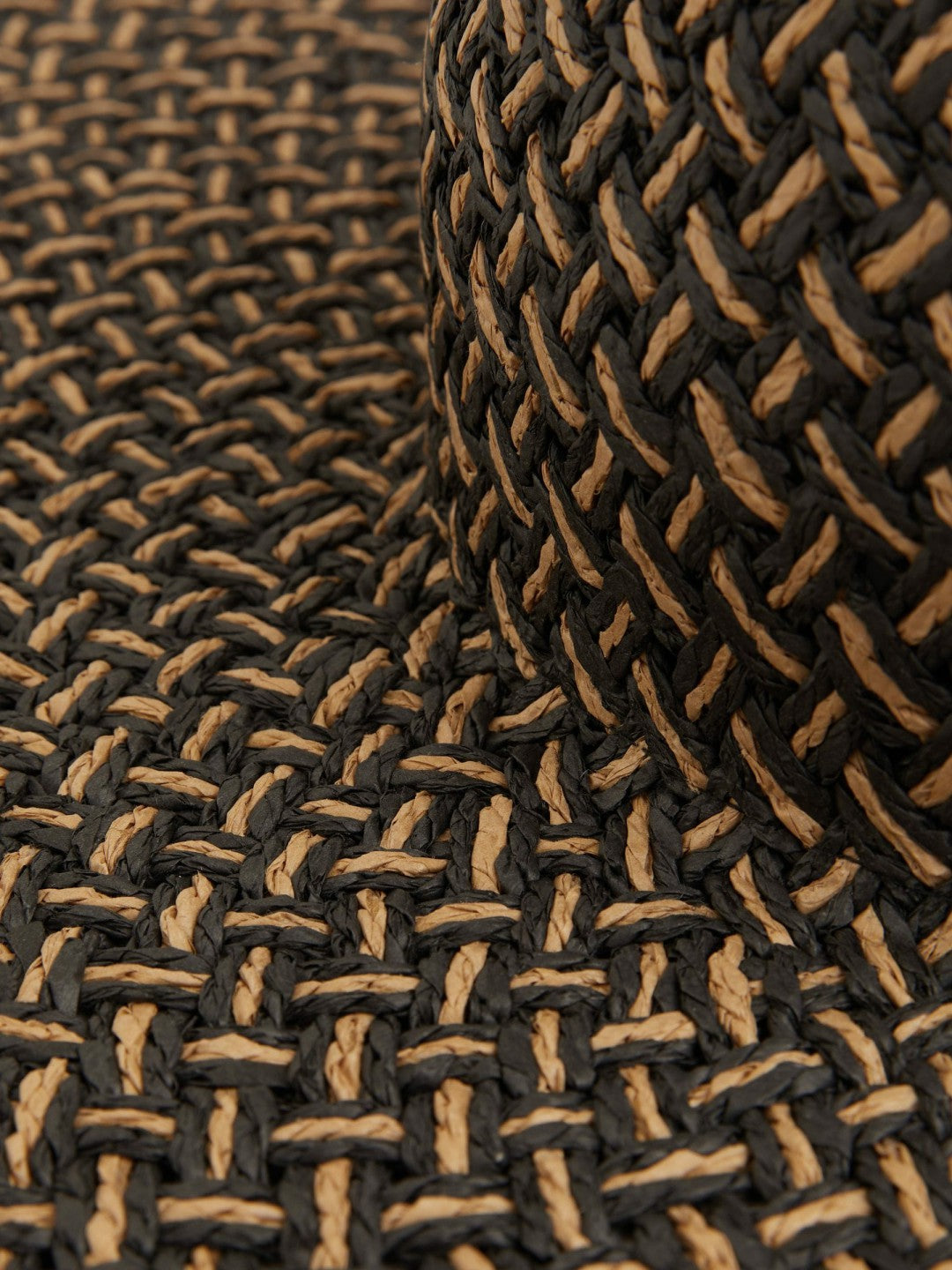 Straw Basket-Weave Sun Hat in Black/Natural Women | Reiss