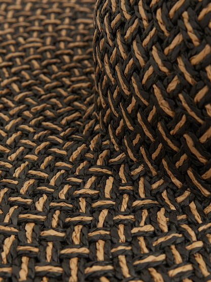 Straw Basket-Weave Sun Hat in Black/Natural Women | Reiss