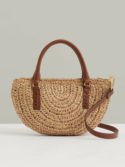 Raffia Woven Cross-body Bag in Natural Women | Reiss