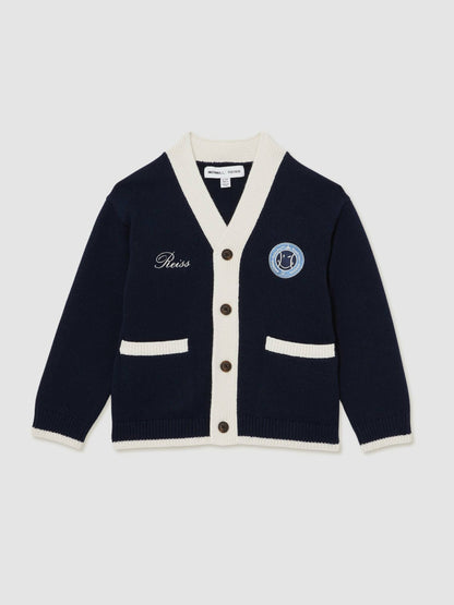 3-9 yrs SmileyWorld Logo Cardigan Unisex Fit in Off White Children & Baby | Reiss