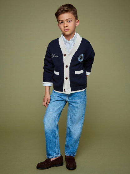 3-9 yrs SmileyWorld Logo Cardigan Unisex Fit in Off White Children & Baby | Reiss