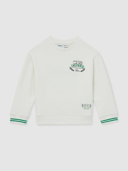 9-13 yrs SmileyWorld Logo Sweatshirt Unisex Fit in White Children & Baby | Reiss