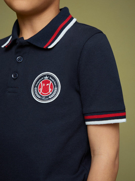 9-13 yrs SmileyWorld Piqué Polo Shirt in Navy Children & Baby | Reiss