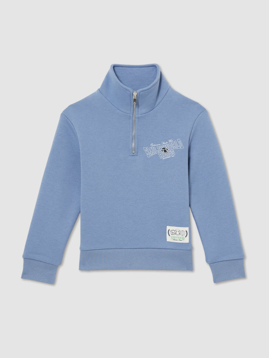 3-9 yrs SmileyWorld Half-Zip Sweatshirt Unisex Fit in Blue Children & Baby | Reiss