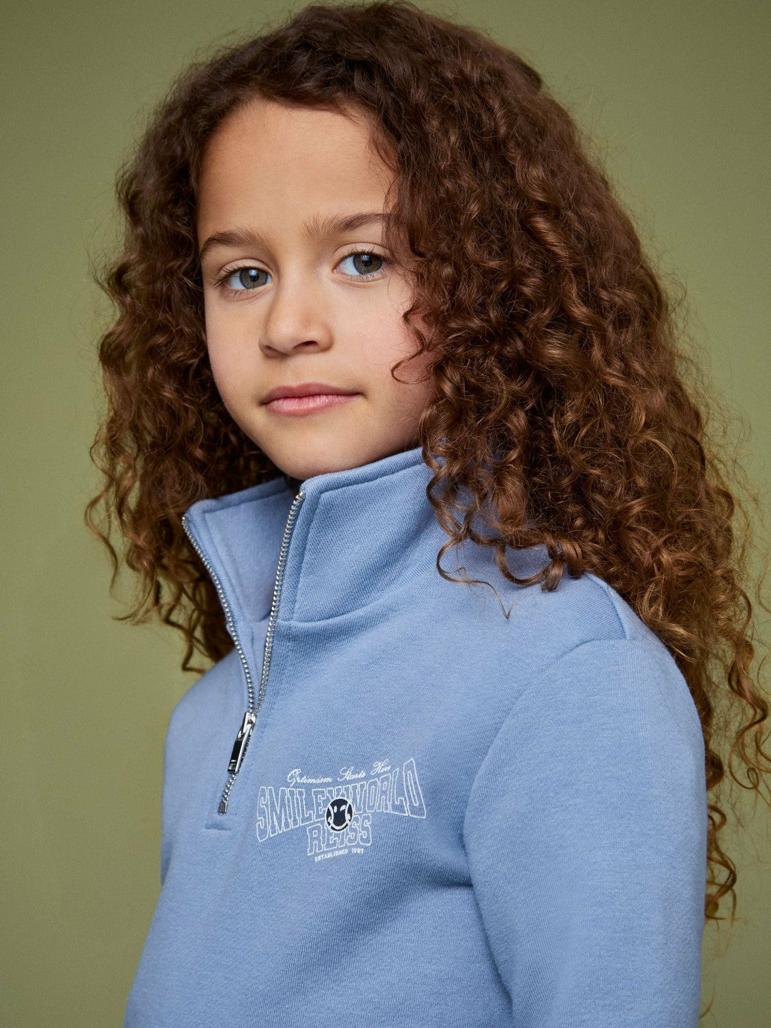 3-9 yrs SmileyWorld Half-Zip Sweatshirt Unisex Fit in Blue Children & Baby | Reiss