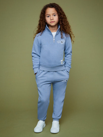3-9 yrs SmileyWorld Half-Zip Sweatshirt Unisex Fit in Blue Children & Baby | Reiss