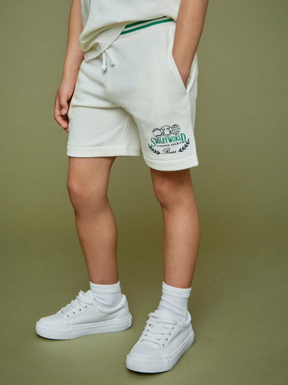 9-13 yrs SmileyWorld Drawstring Shorts Unisex Fit in White Children & Baby | Reiss