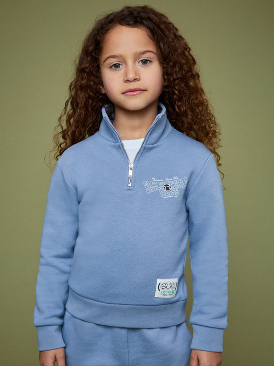 9-13 yrs SmileyWorld Half-Zip Sweatshirt Unisex Fit in Blue Children & Baby | Reiss