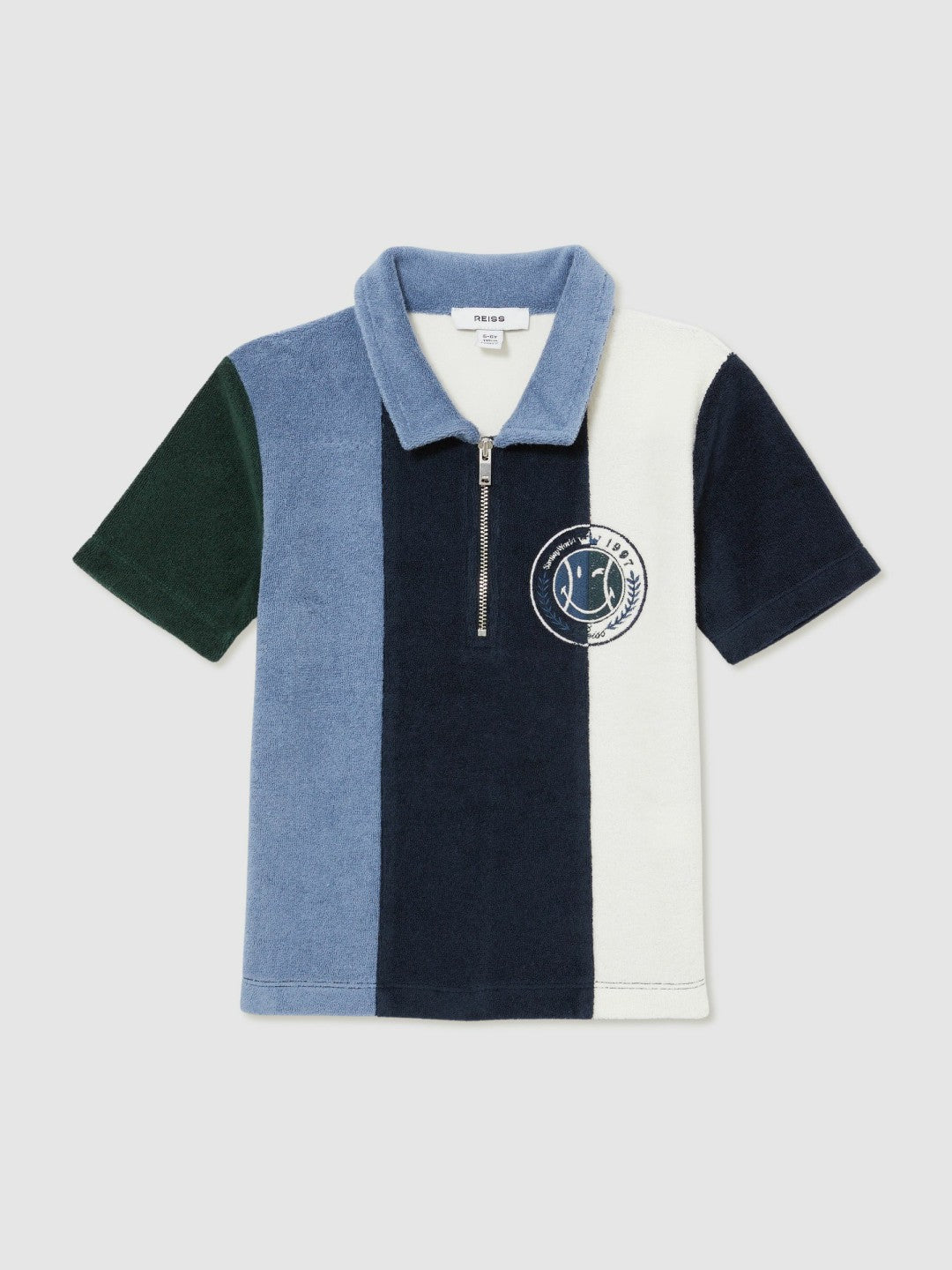 13-14 yrs SmileyWorld Towel Polo Shirt in Blue Children & Baby | Reiss