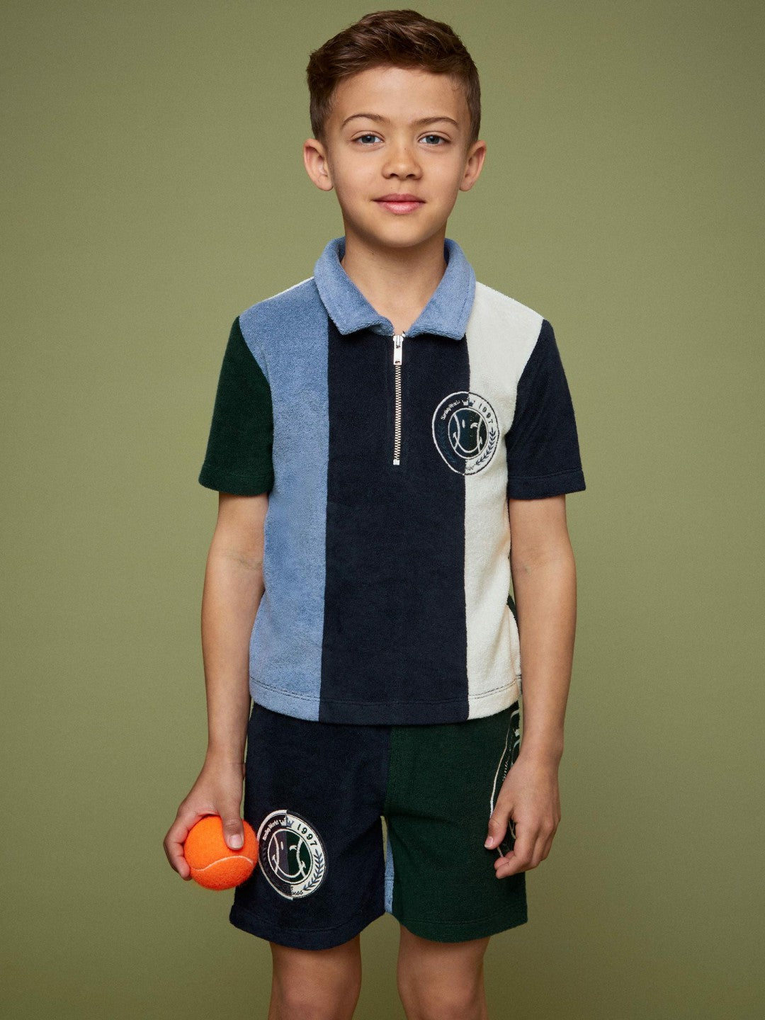 13-14 yrs SmileyWorld Towel Polo Shirt in Blue Children & Baby | Reiss