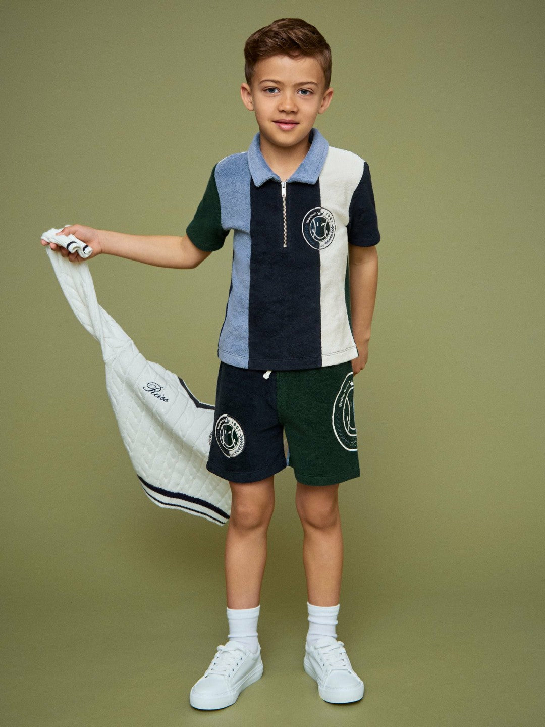 13-14 yrs SmileyWorld Towel Polo Shirt in Blue Children & Baby | Reiss