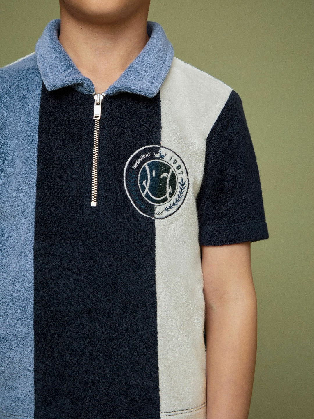 13-14 yrs SmileyWorld Towel Polo Shirt in Blue Children & Baby | Reiss